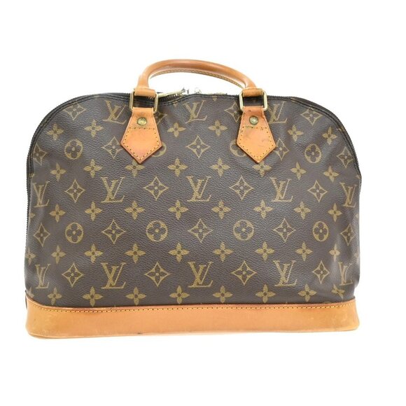 LOUIS VUITTON LV Logo Alma Hand Bag Monogram Leather Brown France M51130 82EE740 - Picture 3 of 16